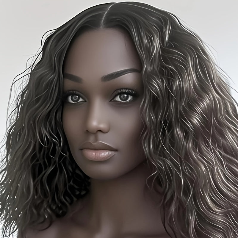 Perruque courte bouclée brésilienne pour femme avec bonnet rose sans colle