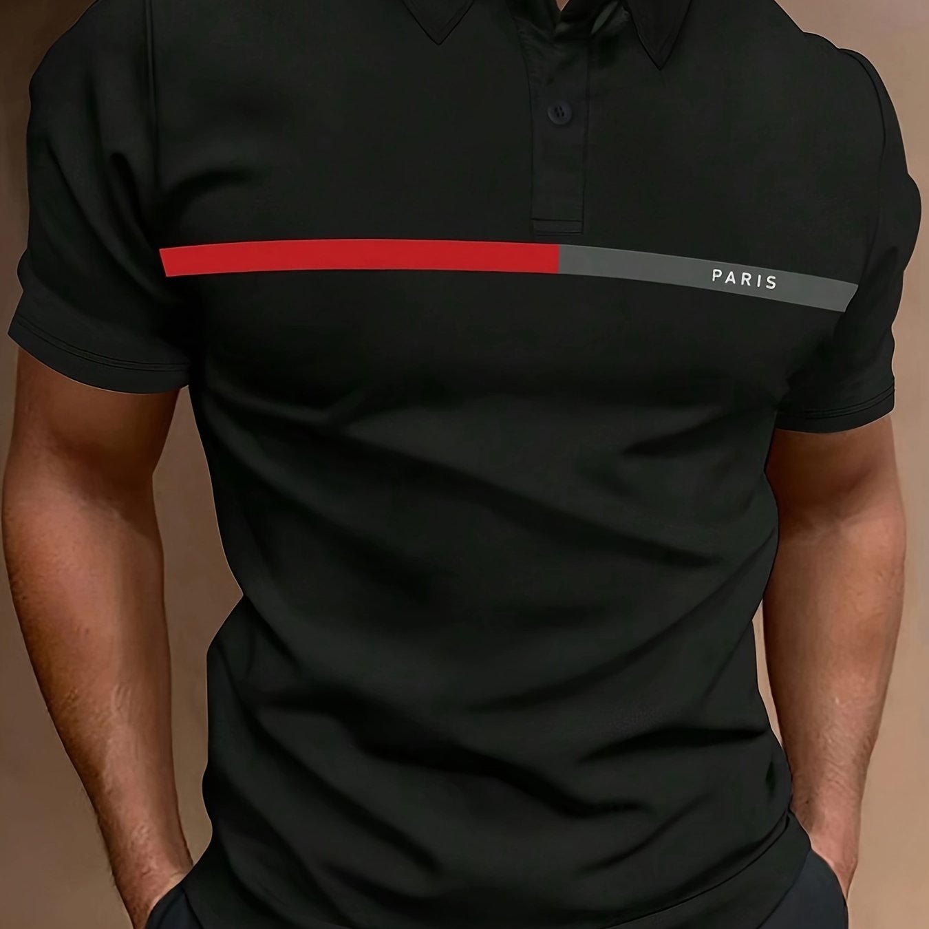 T-shirt homme été imprimé contrasté, manches courtes – style golf et tennis décontracté