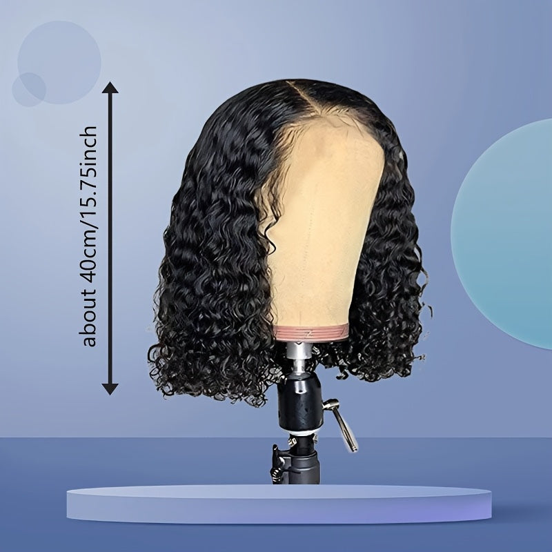 Perruque courte bouclée brésilienne pour femme avec bonnet rose sans colle