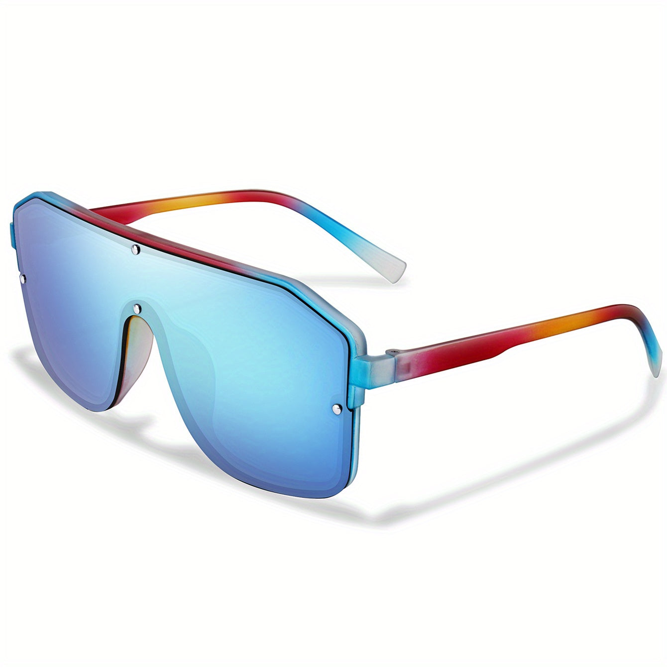 Lunettes de soleil oversize Y2K unisexe – style masque plat avec branches souples confortables