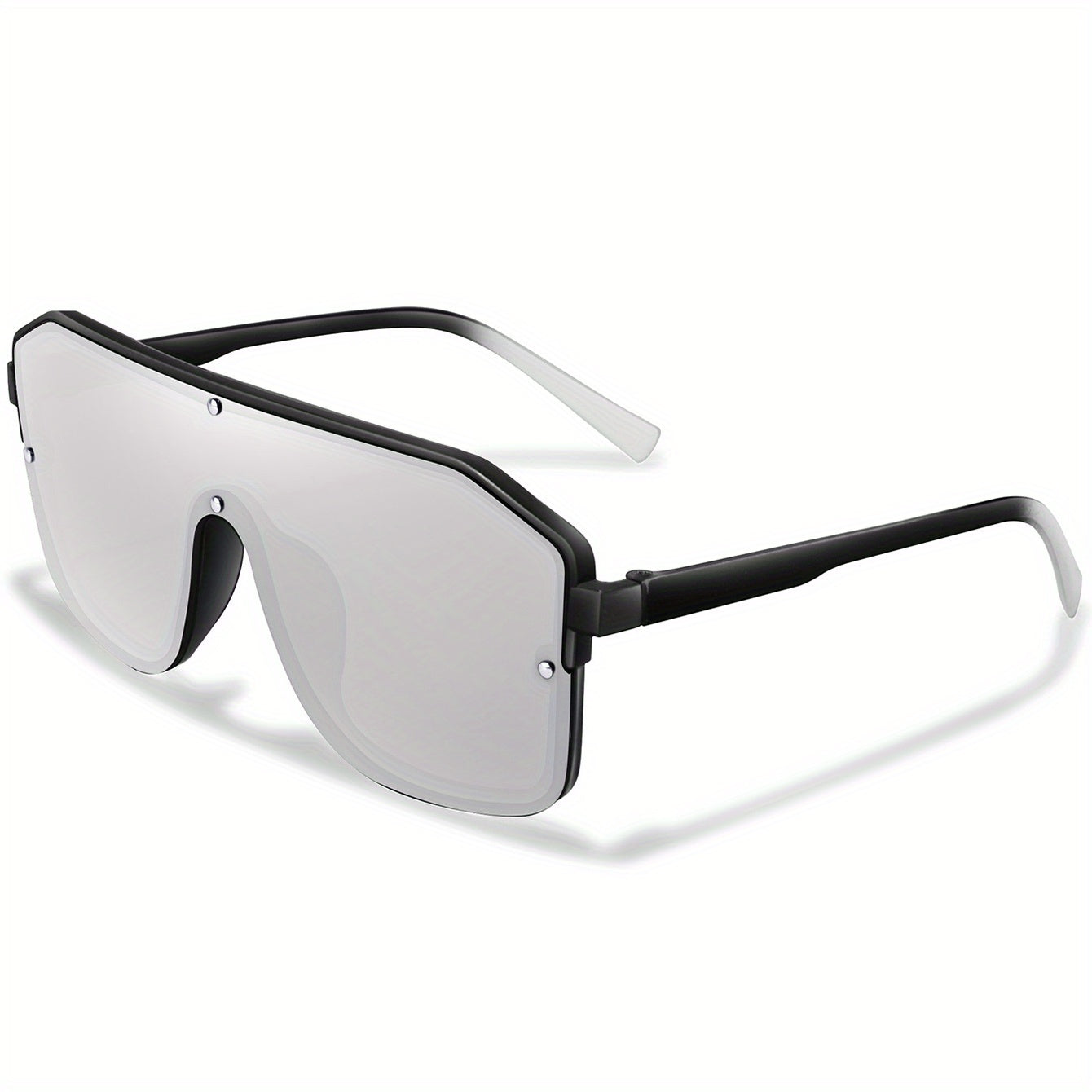 Lunettes de soleil oversize Y2K unisexe – style masque plat avec branches souples confortables