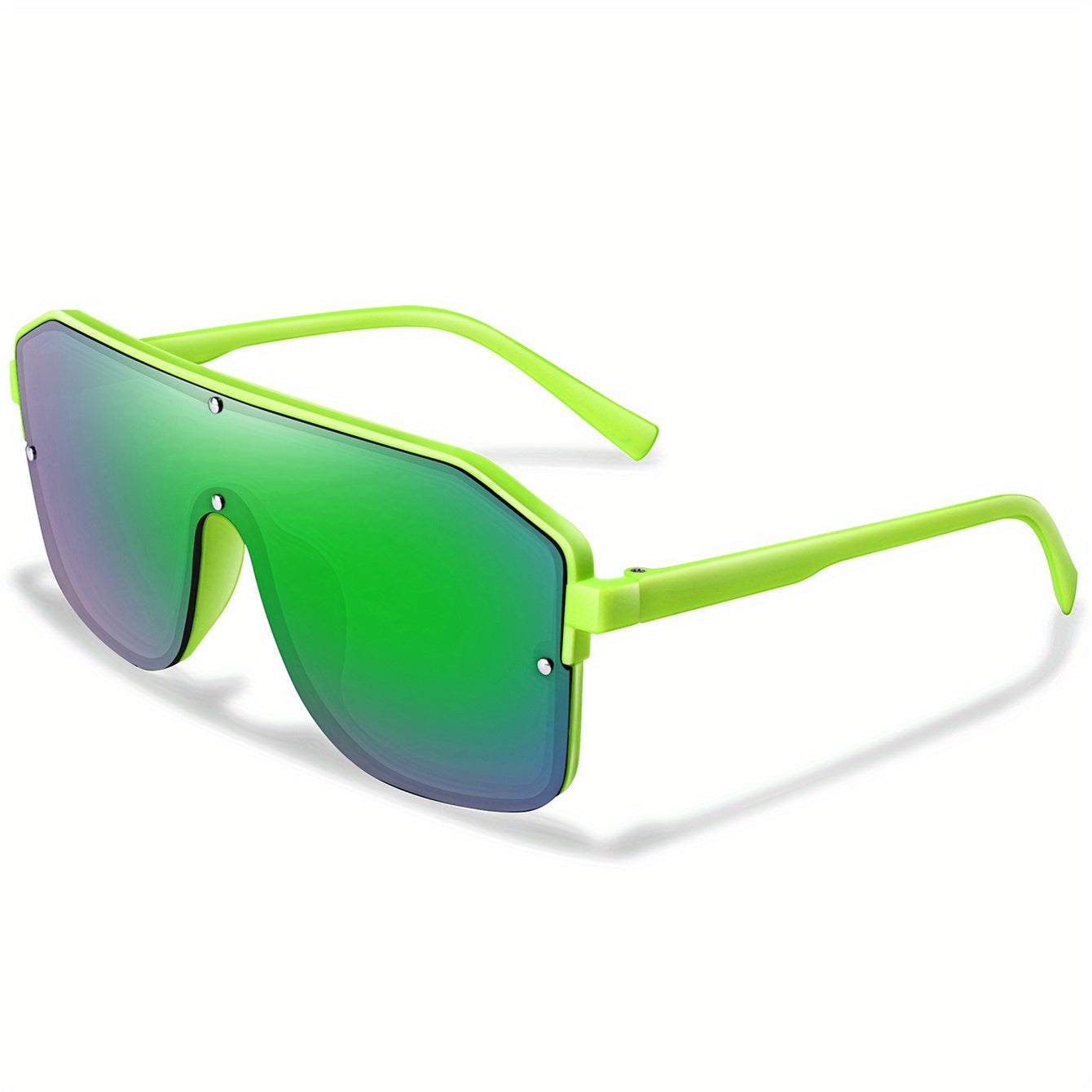 Lunettes de soleil oversize Y2K unisexe – style masque plat avec branches souples confortables