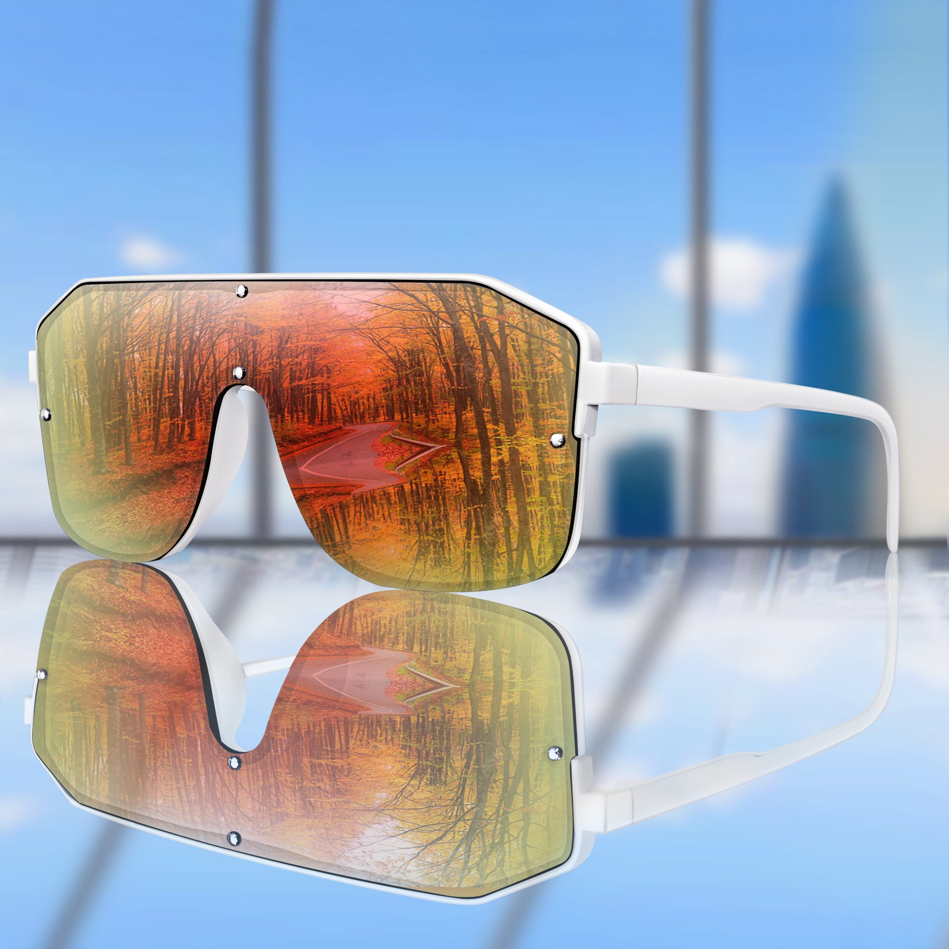 Lunettes de soleil oversize Y2K unisexe – style masque plat avec branches souples confortables