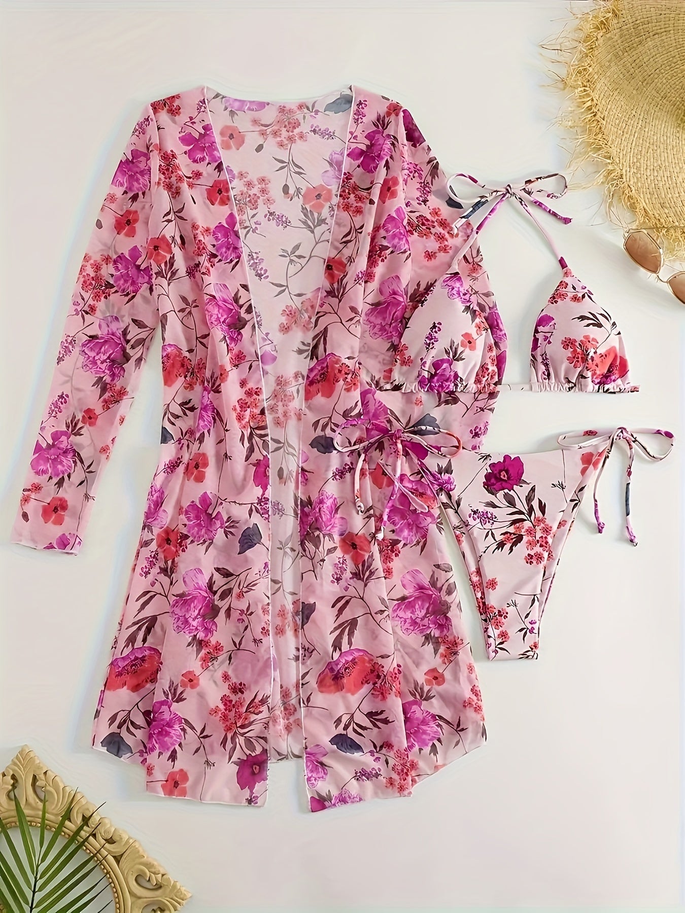 Bikini femme trois pièces style européen – maillot de bain tendance avec surjupe assortie