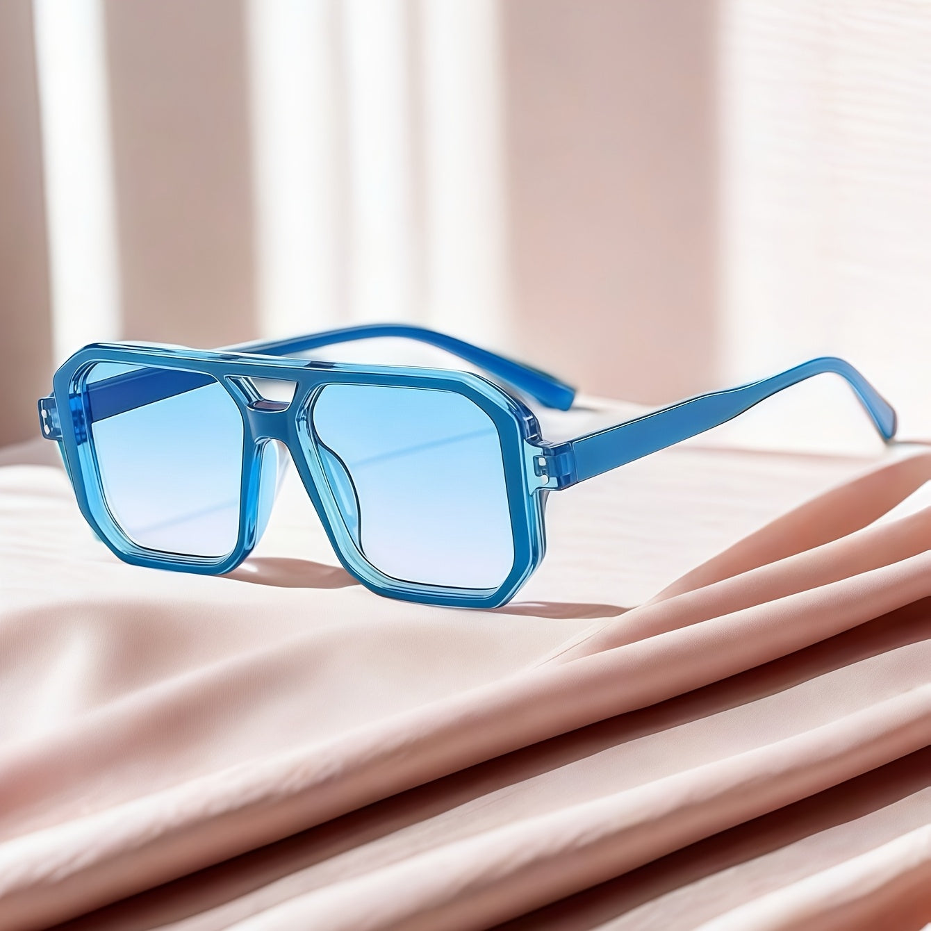 Lunettes carrées rétro unisexes avec double pont et monture color block