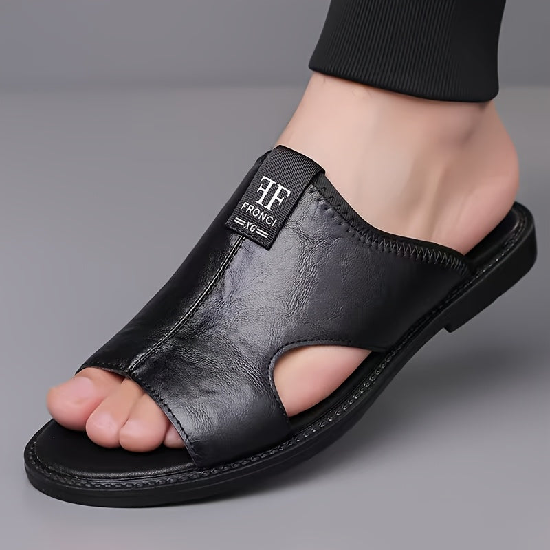 Sandales homme légères noir et blanc, antidérapantes, respirantes, style slip-on

