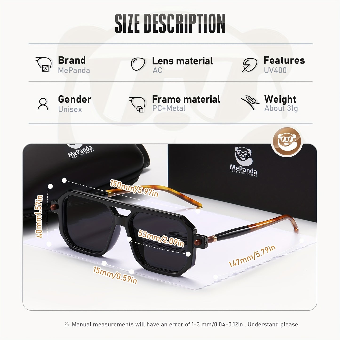 Lunettes MEPANDA à monture carrée unisexe