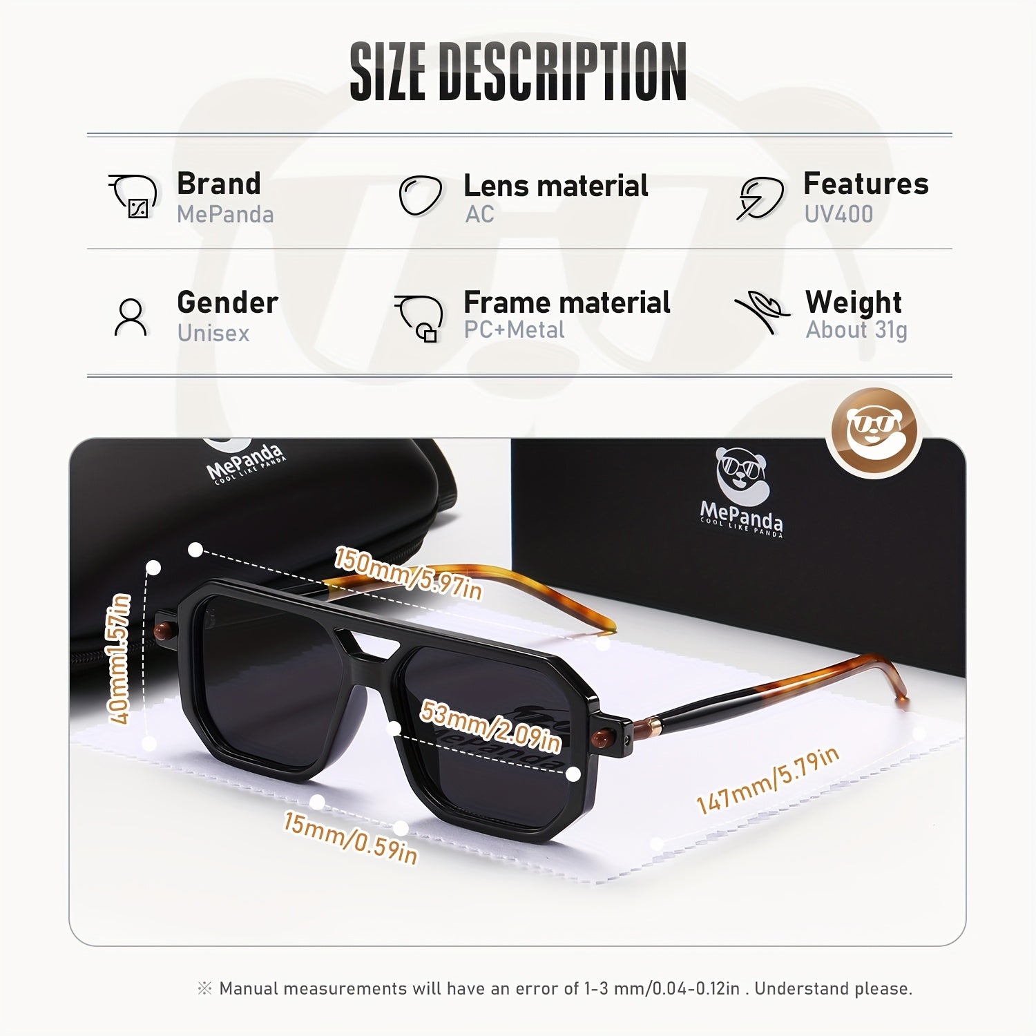 Lunettes MEPANDA à monture carrée unisexe
