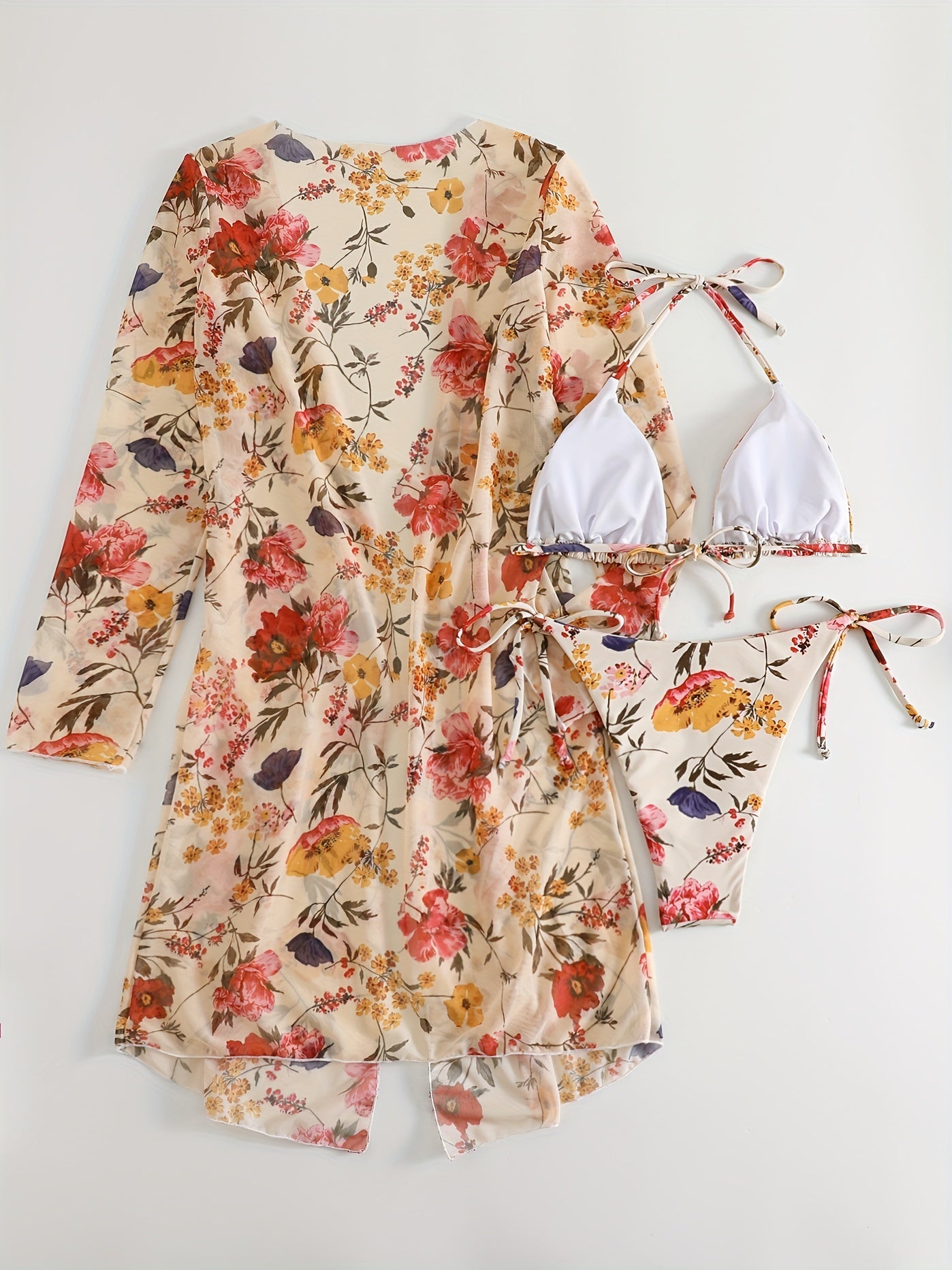 Bikini femme trois pièces style européen – maillot de bain tendance avec surjupe assortie