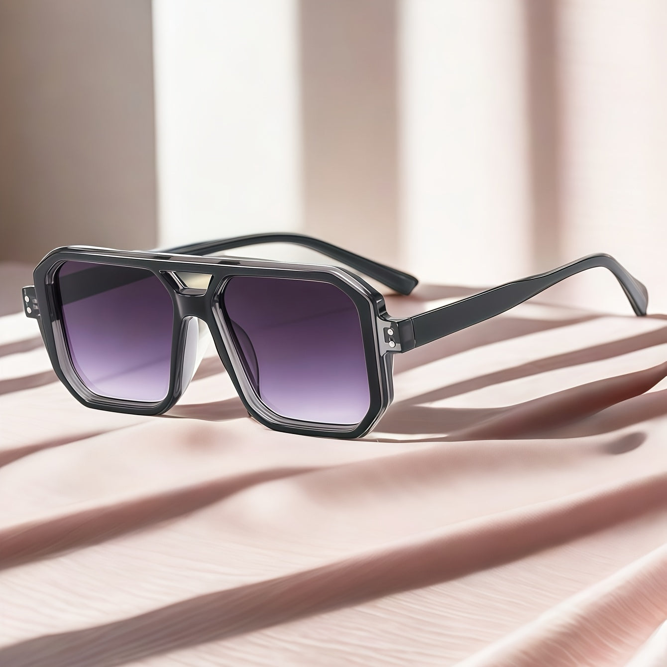 Lunettes carrées rétro unisexes avec double pont et monture color block