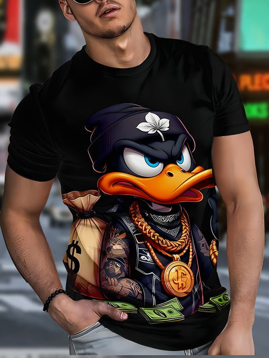 T-shirt homme noir avec imprimé cartoon 3D vif