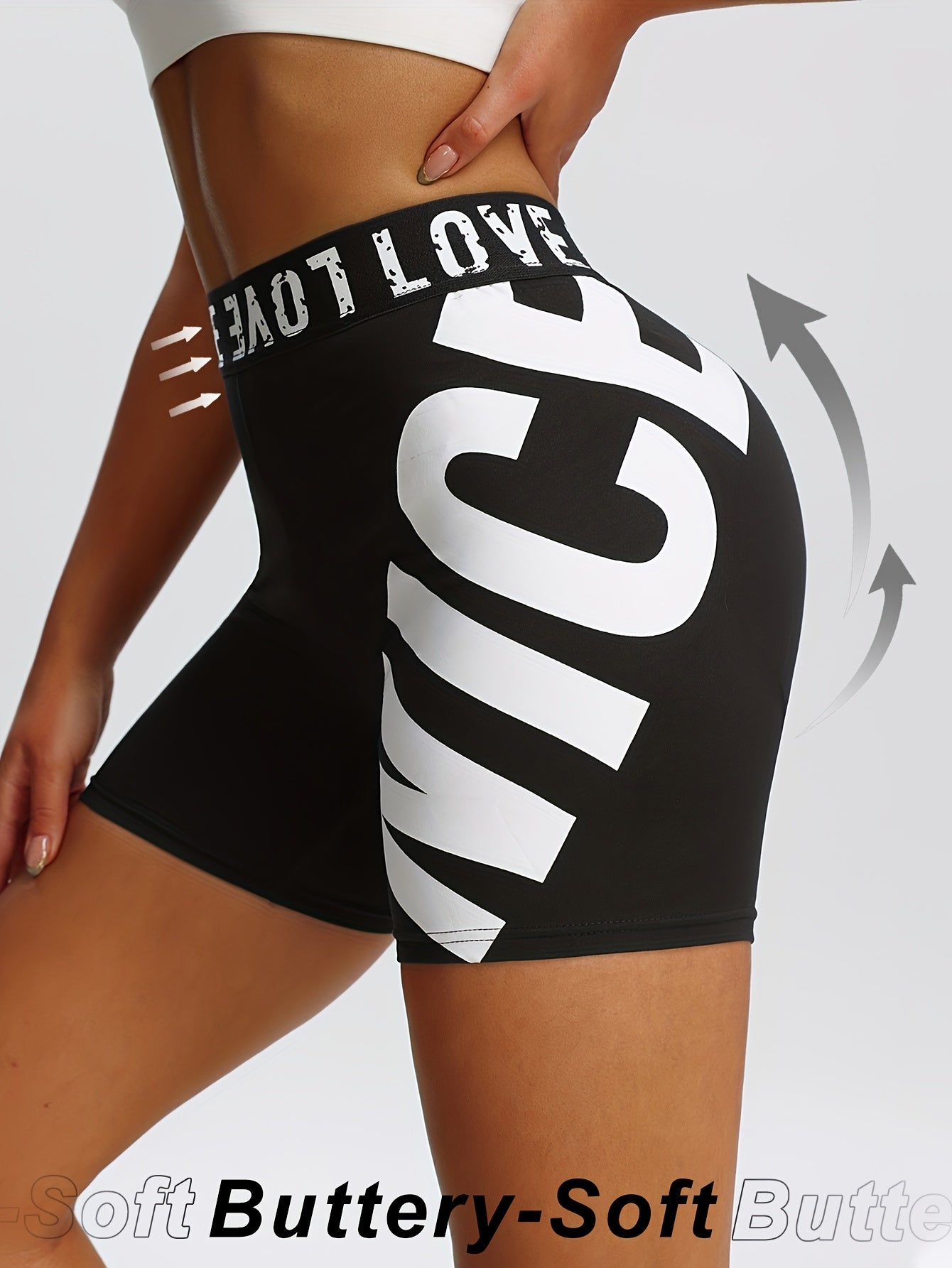 Short femme taille haute noir avec lettrage « I LOVE NICE »