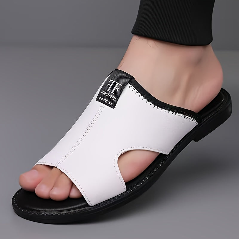 Sandales homme légères noir et blanc, antidérapantes, respirantes, style slip-on

