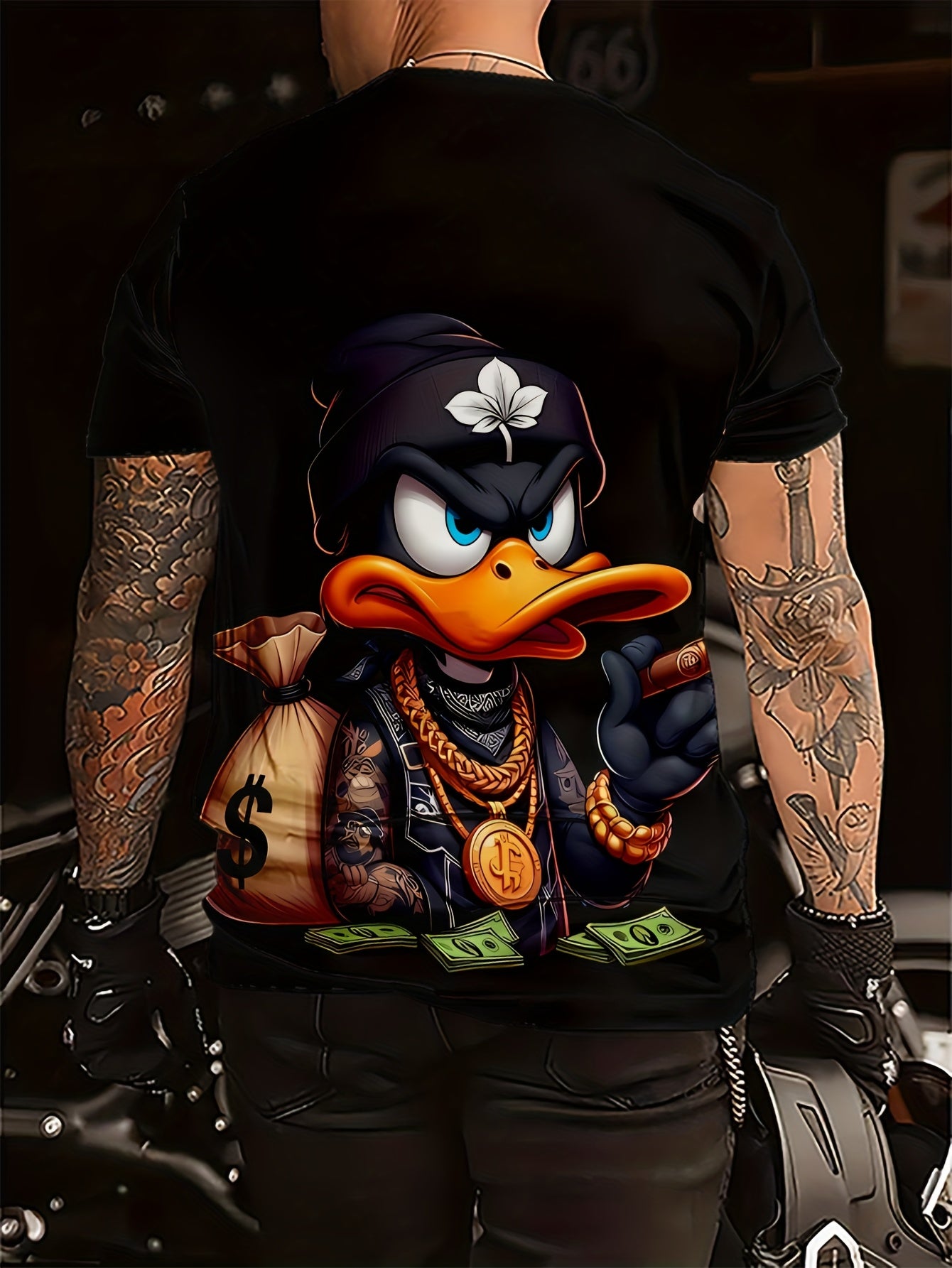 T-shirt homme noir avec imprimé cartoon 3D vif