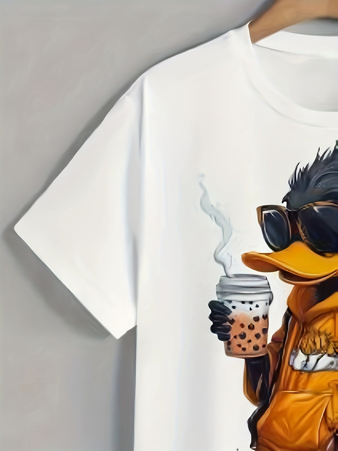 T-shirt homme manches courtes avec motif canard cartoon – style estival décontracté