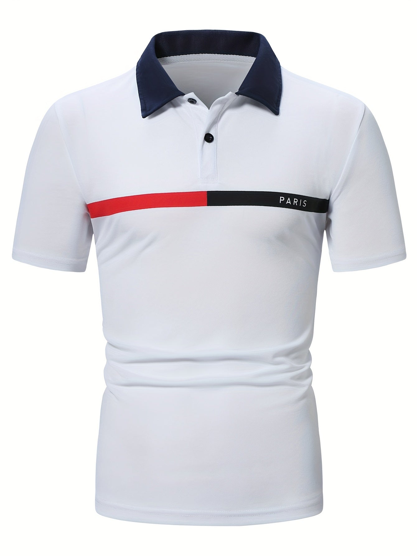 T-shirt homme été imprimé contrasté, manches courtes – style golf et tennis décontracté