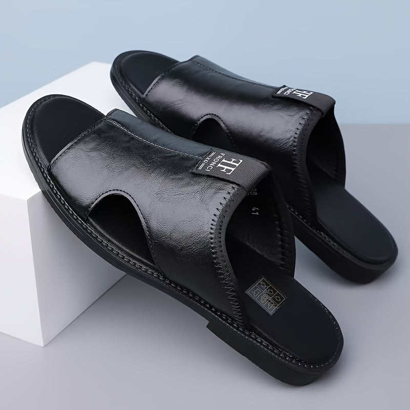 Sandales homme légères noir et blanc, antidérapantes, respirantes, style slip-on

