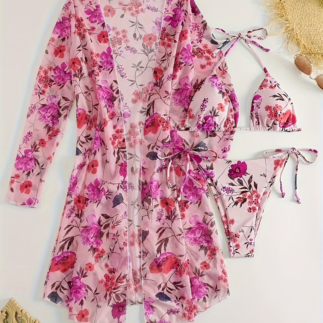 Bikini femme trois pièces style européen – maillot de bain tendance avec surjupe assortie