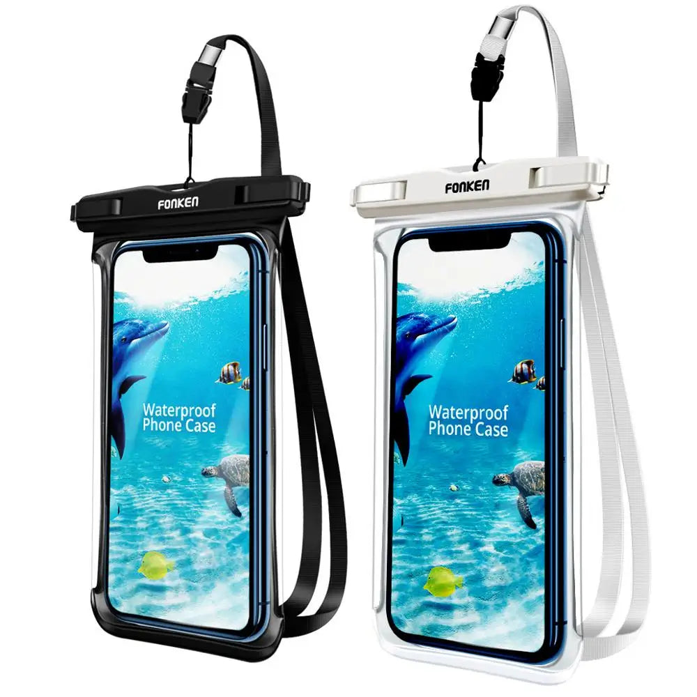 Pochette waterproof FONKEN utilisée sous l’eau avec un téléphone
