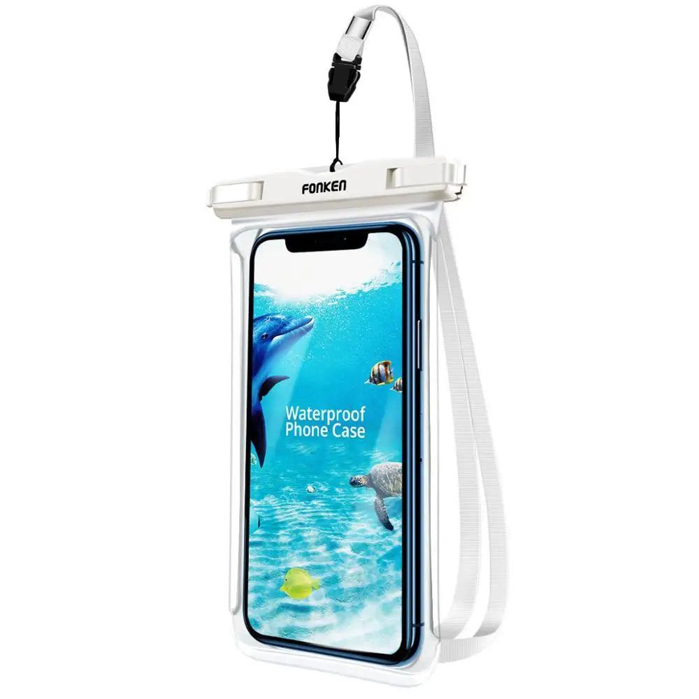 Pochette waterproof FONKEN utilisée sous l’eau avec un téléphone

