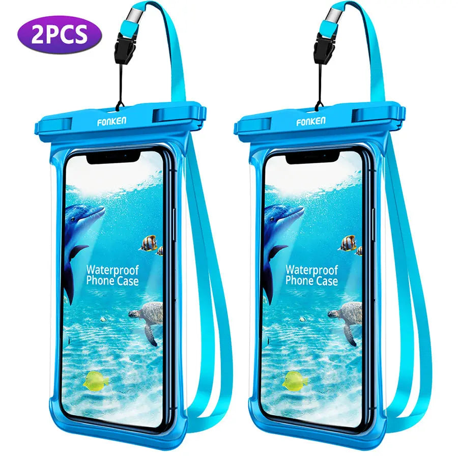 Pochette waterproof FONKEN utilisée sous l’eau avec un téléphone

