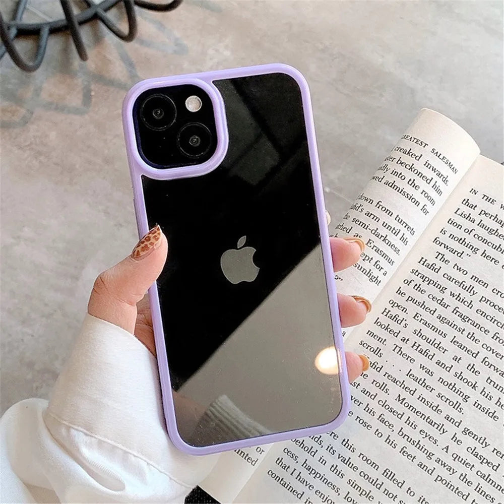 Coque antichoc transparente en silicone pour iPhone – protection arrière et bords renforcés, design candy color