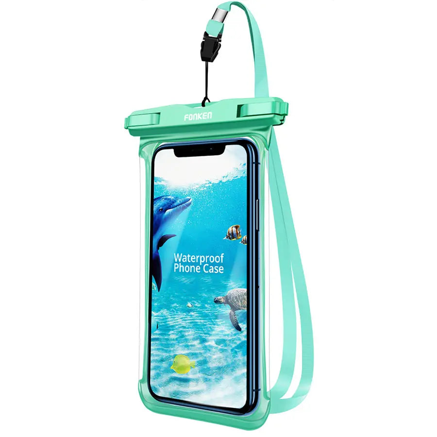 Pochette waterproof FONKEN utilisée sous l’eau avec un téléphone

