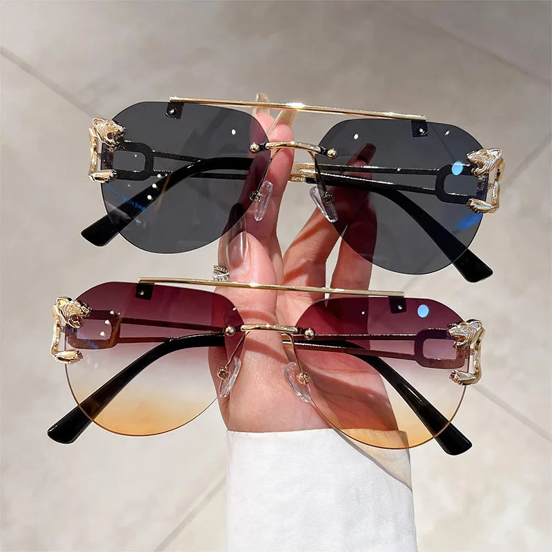 Lunettes de Soleil Oversized Sans Monture pour Femme - Style Vintage Luxe
