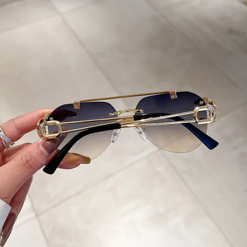 Lunettes de Soleil Oversized Sans Monture pour Femme - Style Vintage Luxe