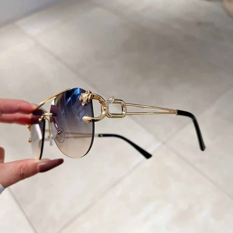 Lunettes de Soleil Oversized Sans Monture pour Femme - Style Vintage Luxe