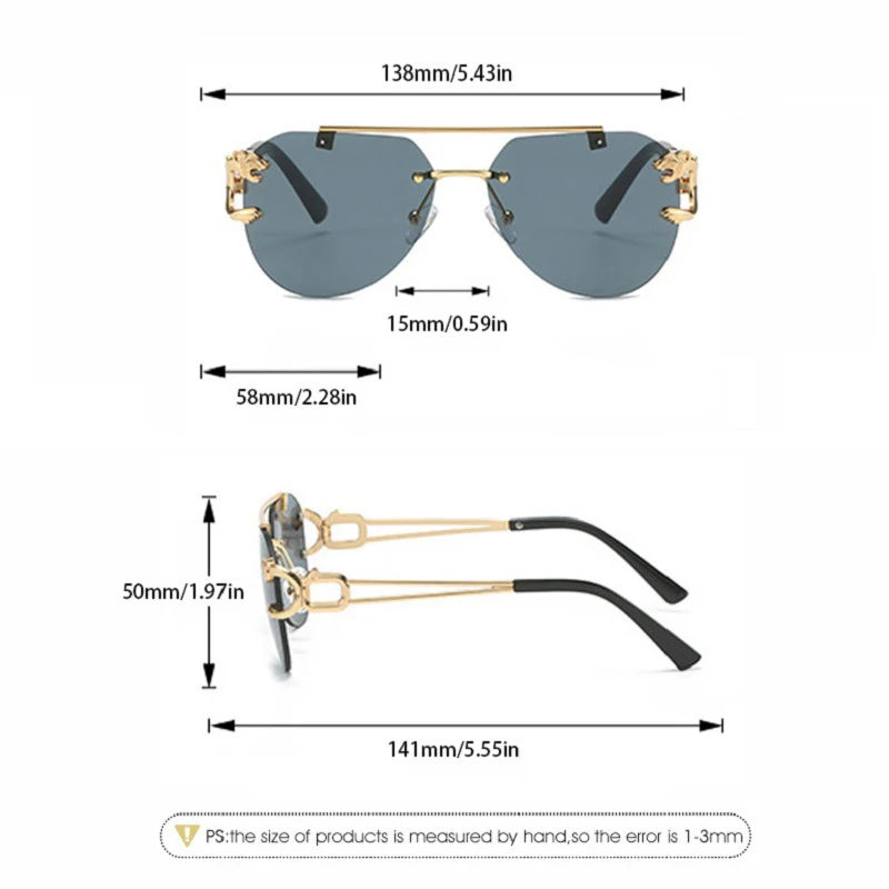 Lunettes de Soleil Oversized Sans Monture pour Femme - Style Vintage Luxe