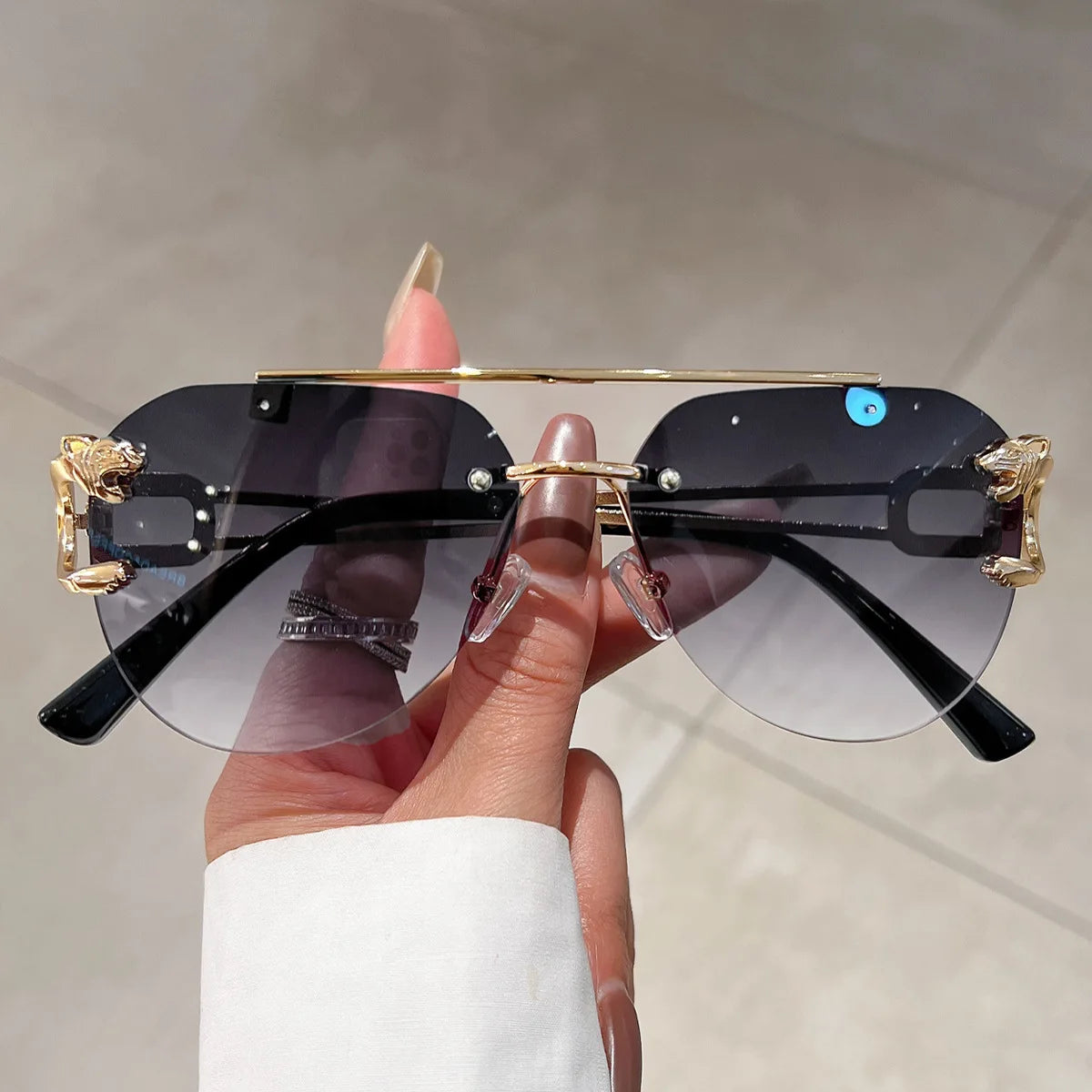 Lunettes de Soleil Oversized Sans Monture pour Femme - Style Vintage Luxe