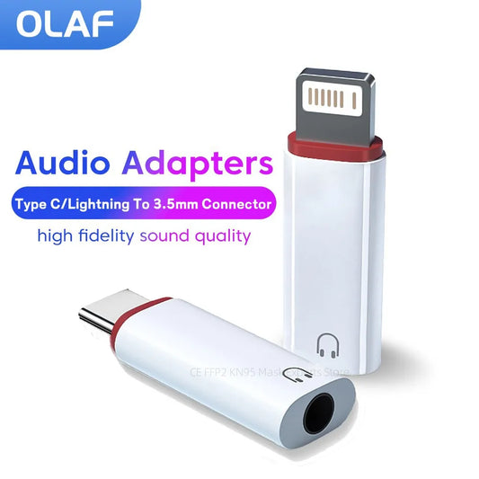 Adaptateur Olaf Lightning vers Jack 3.5 mm pour iPhone avec port USB-C – connecteur audio pour écouteurs