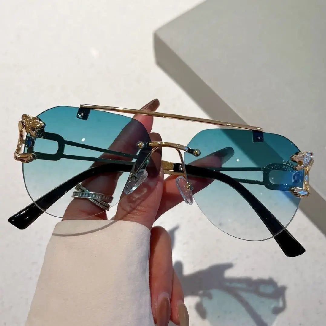 Lunettes de Soleil Oversized Sans Monture pour Femme - Style Vintage Luxe