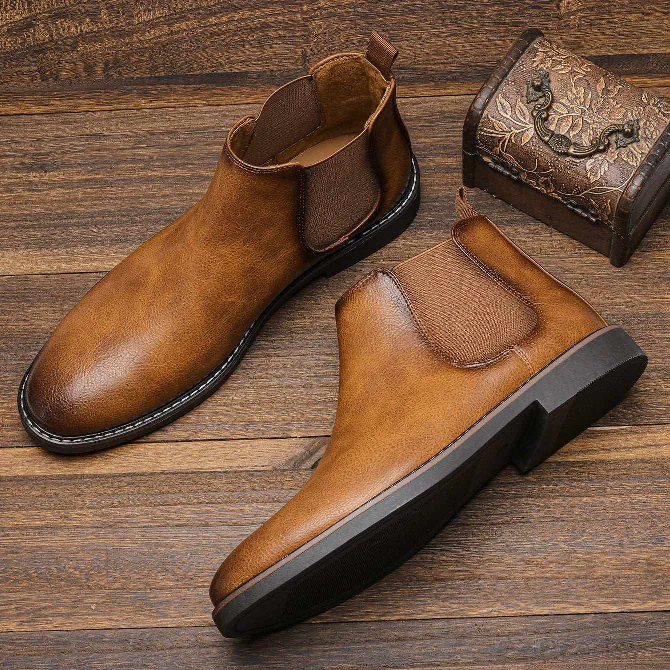 Bottes Chelsea rétro pour homme en cuir, confortables, tailles 40 à 46