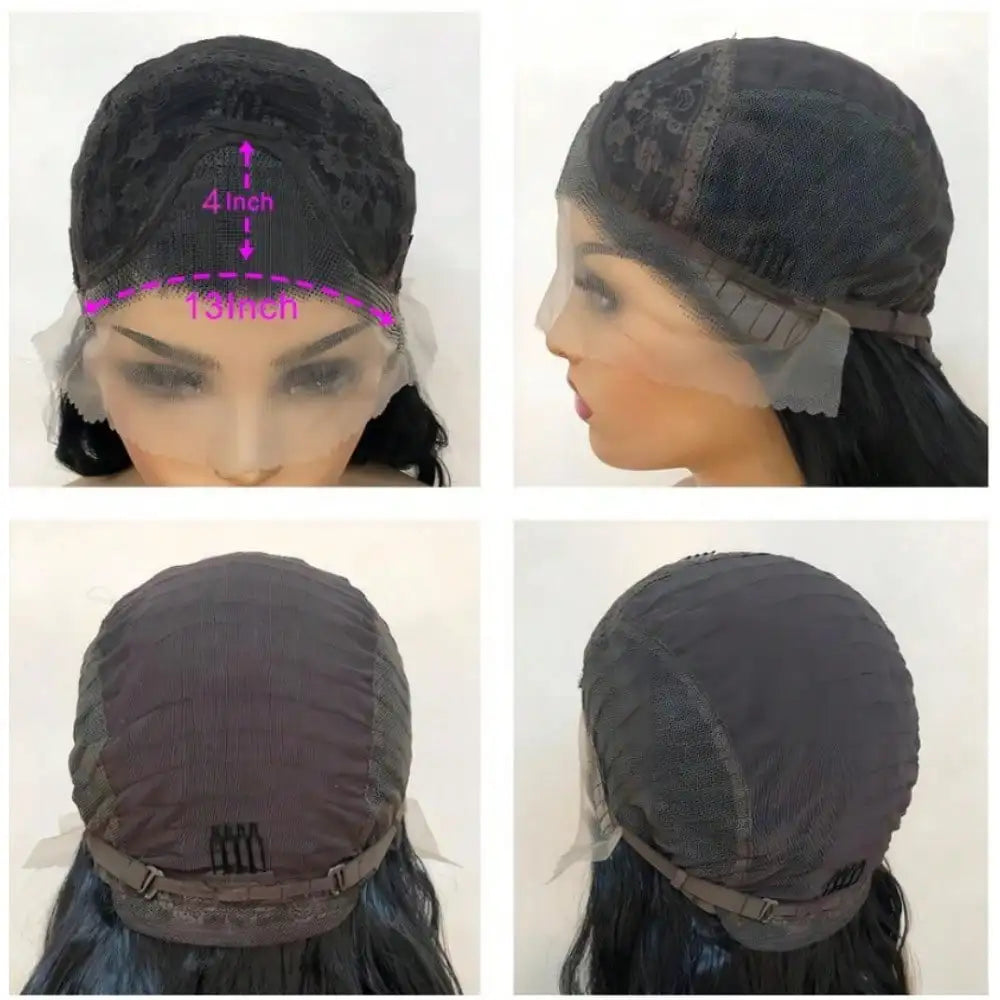 Black Water Wave Lace Front Hair Wigs 13*4 Part Lace Wig Pre Plucked Deep Curly Synthetic Wig 150% Density for Daily Use