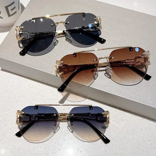Lunettes de Soleil Oversized Sans Monture pour Femme - Style Vintage Luxe
