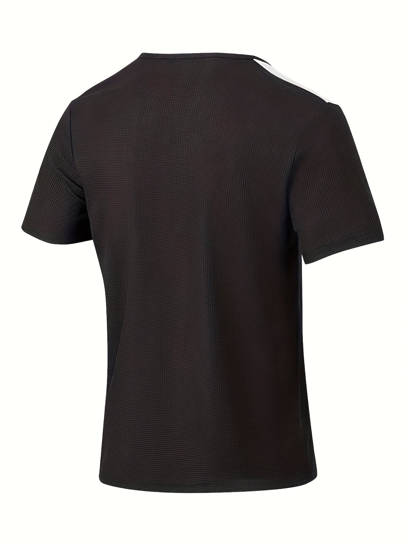T-shirt homme maroon et noir en maille nid d’abeille, col rond, respirant, cordon décoratif