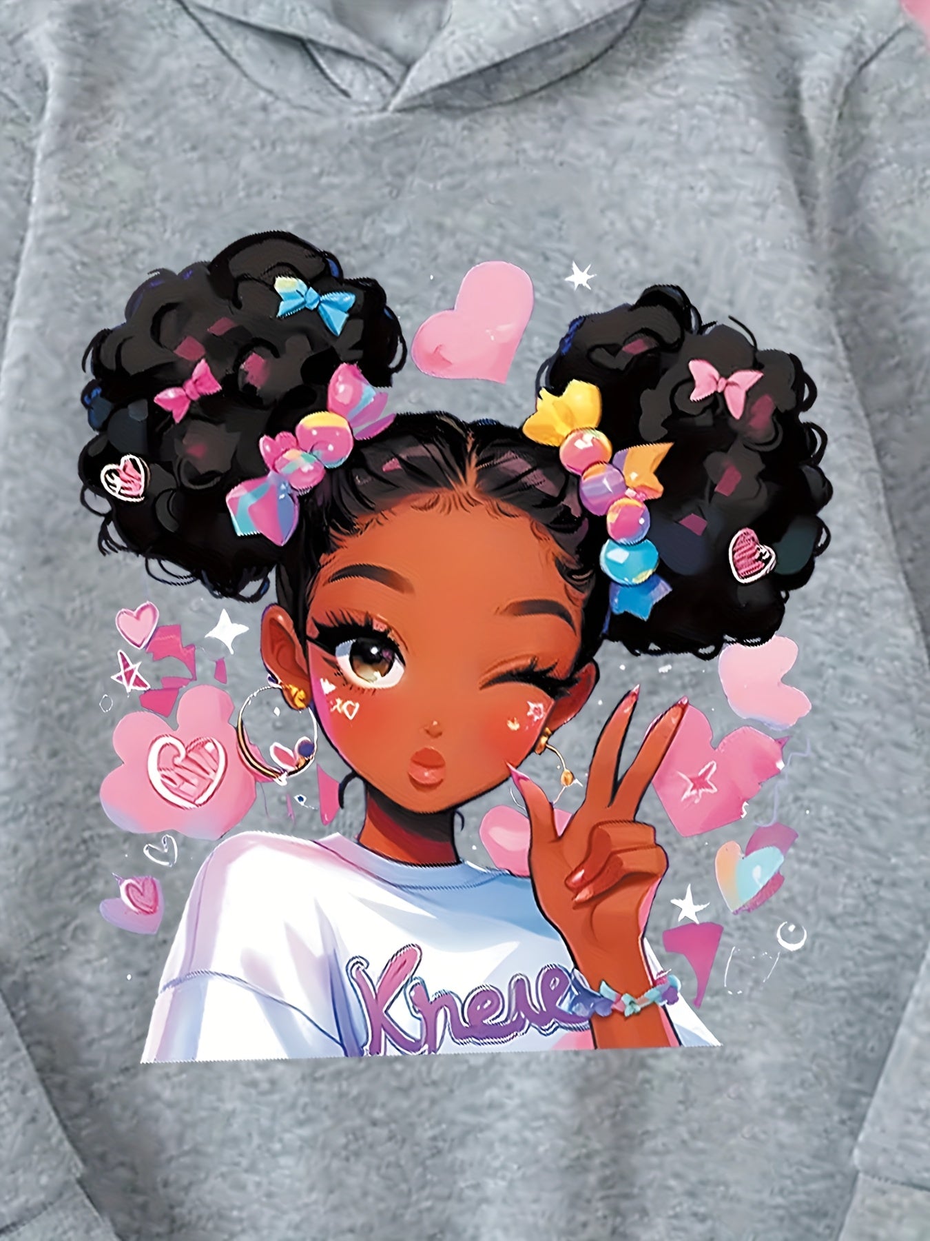 Lot de 3 sweatshirts fille à capuche avec imprimés cartoon, manches longues, tissu doux extensible