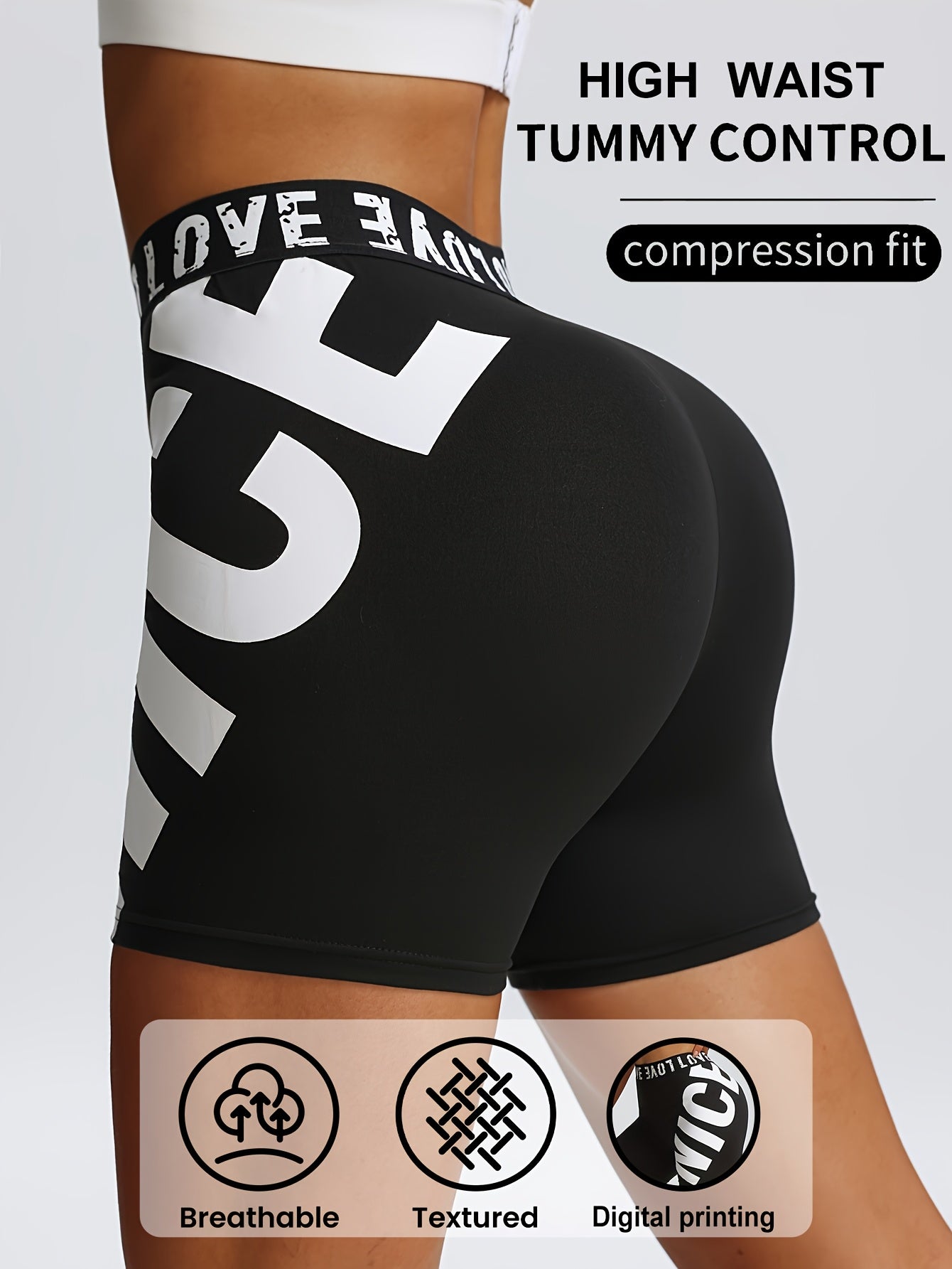 Short femme taille haute noir avec lettrage « I LOVE NICE »