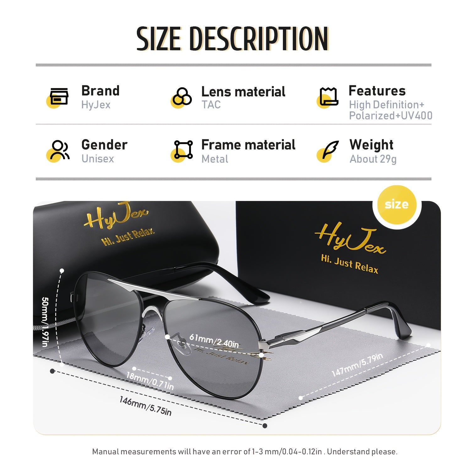 Lunettes HYJEX polarisées avec verres teintés