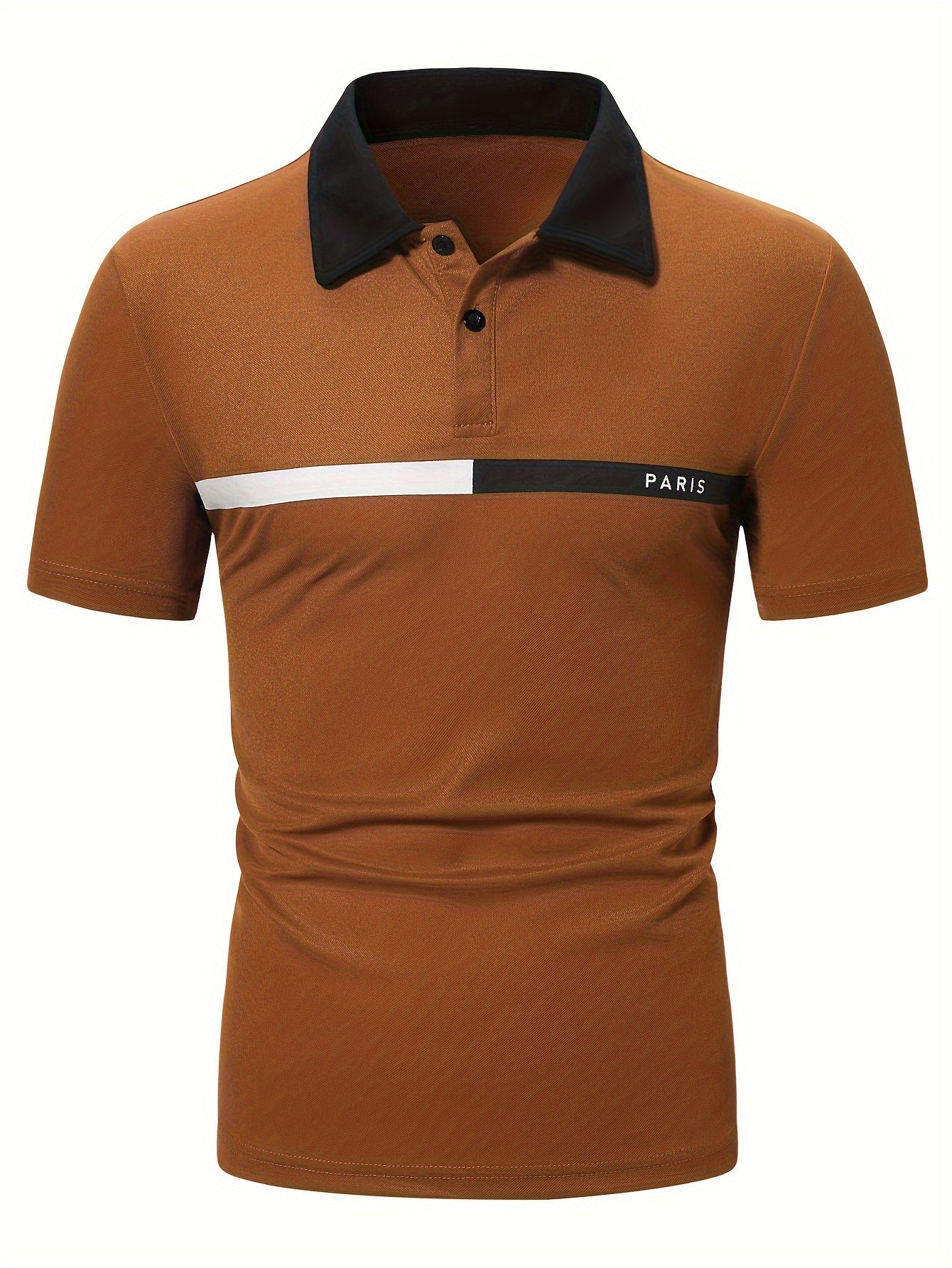 T-shirt homme été imprimé contrasté, manches courtes – style golf et tennis décontracté