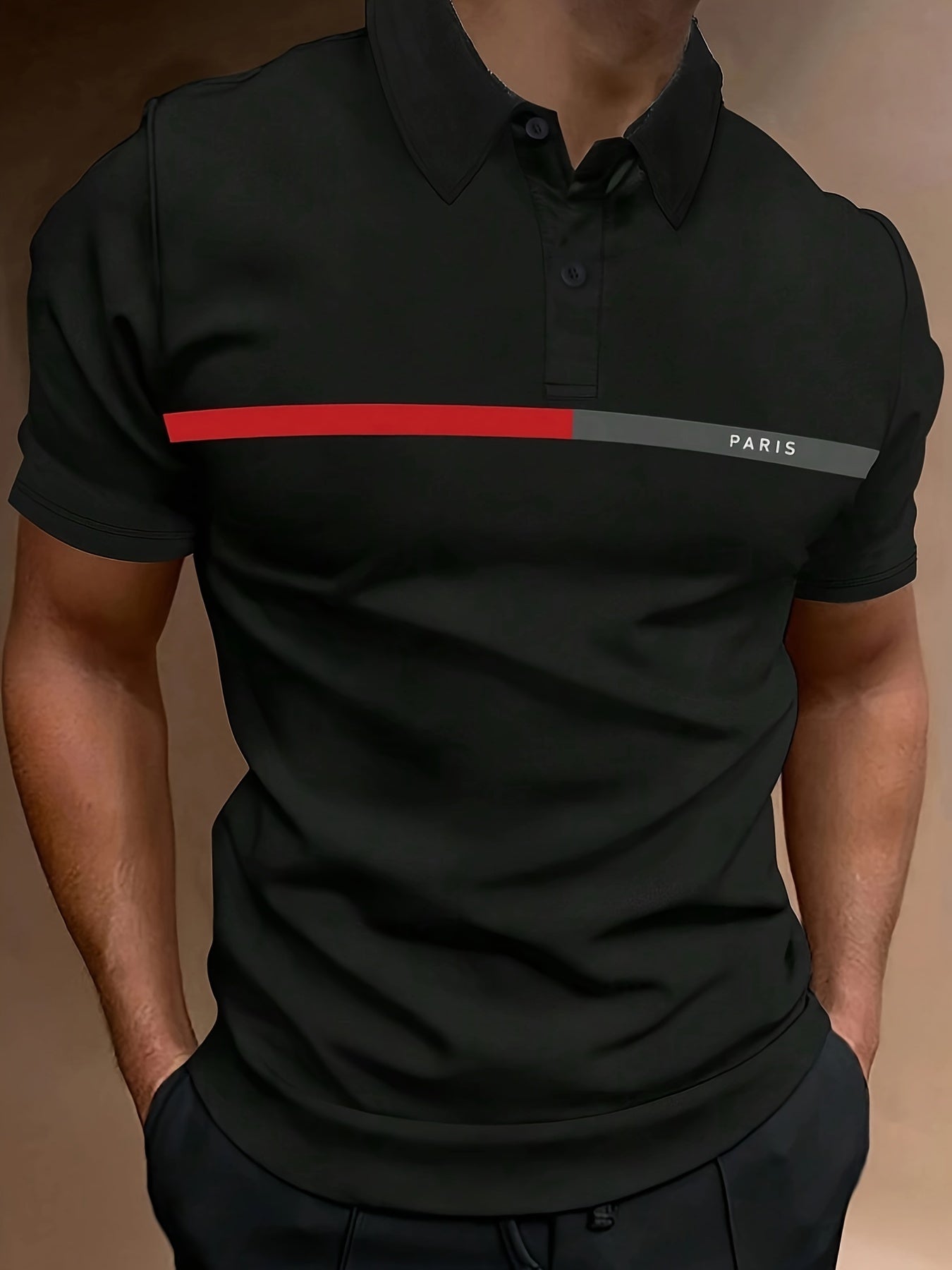 T-shirt homme été imprimé contrasté, manches courtes – style golf et tennis décontracté