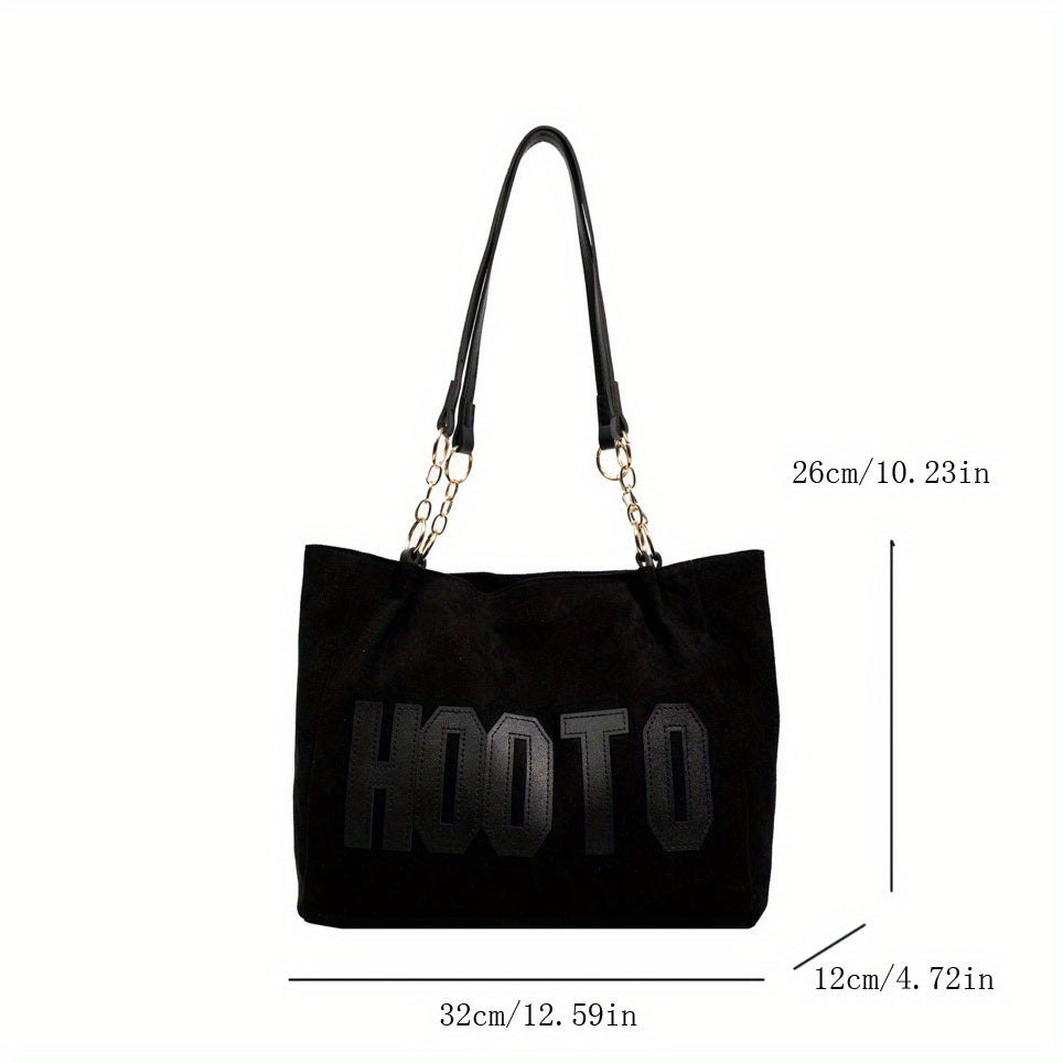 Grand sac à bandoulière femme en tissu peluche avec imprimé lettres, disponible en lot de 1 ou 2