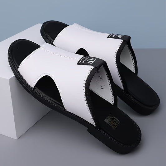 Sandales homme légères noir et blanc, antidérapantes, respirantes, style slip-on

