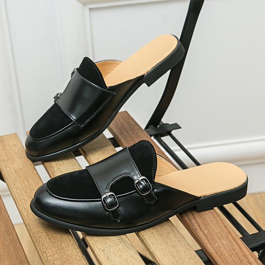 Mules homme punk vert foncé à bout pointu, respirantes, semelle caoutchouc, style casual