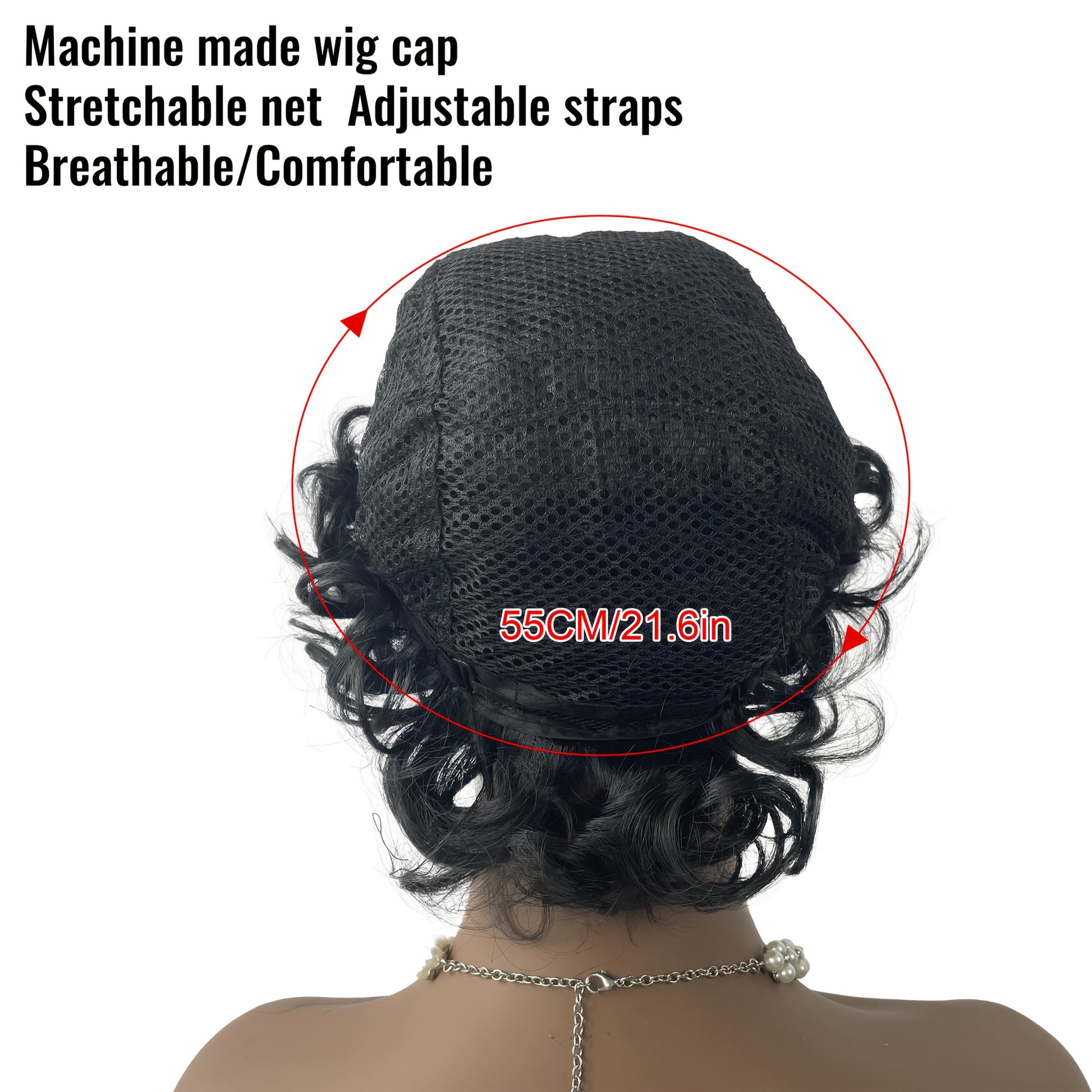 Perruque courte bouclée brésilienne pour femme avec bonnet rose sans colle