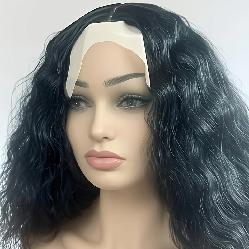 Perruque courte bouclée brésilienne pour femme avec bonnet rose sans colle