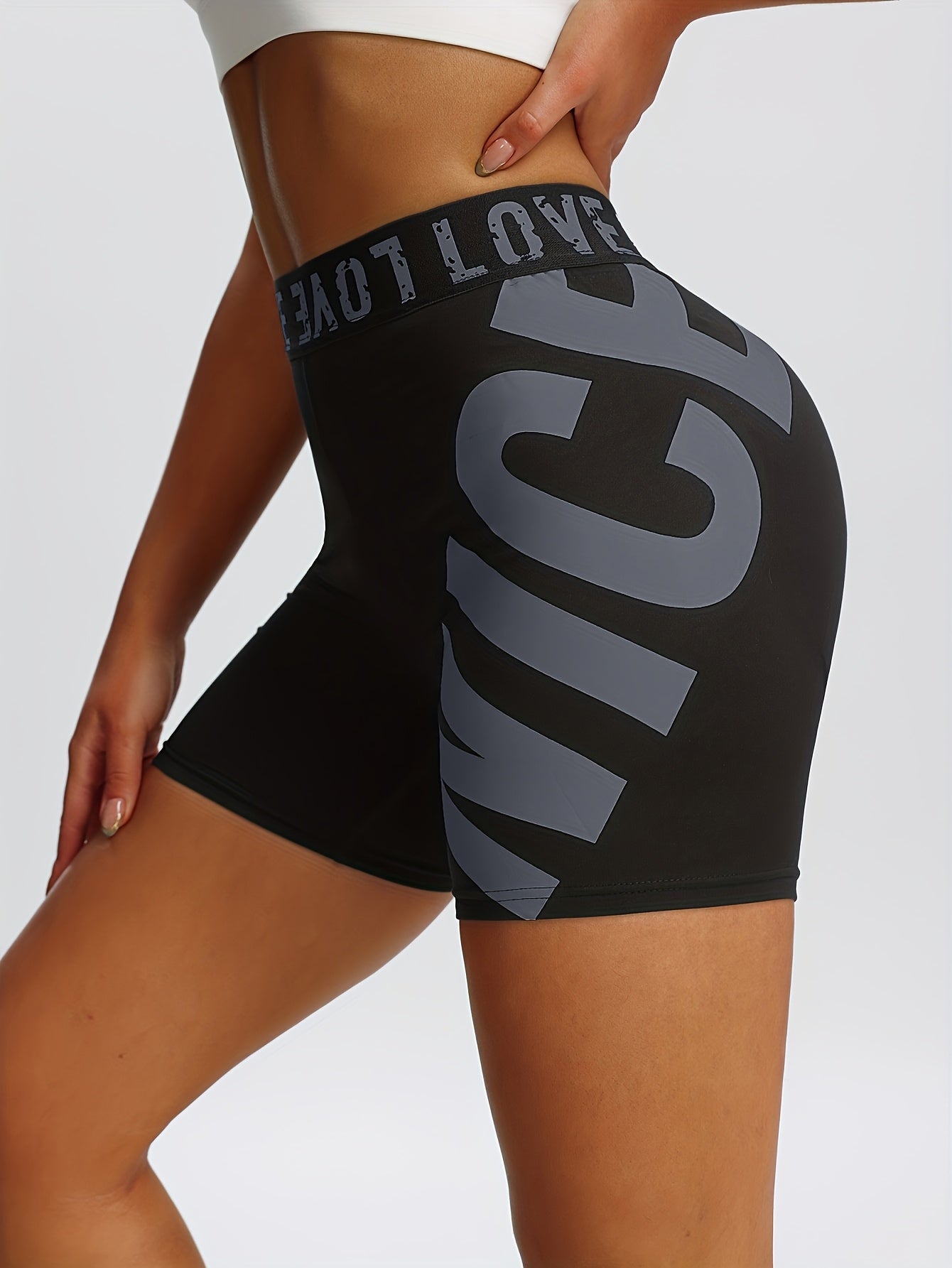 Short femme taille haute noir avec lettrage « I LOVE NICE »