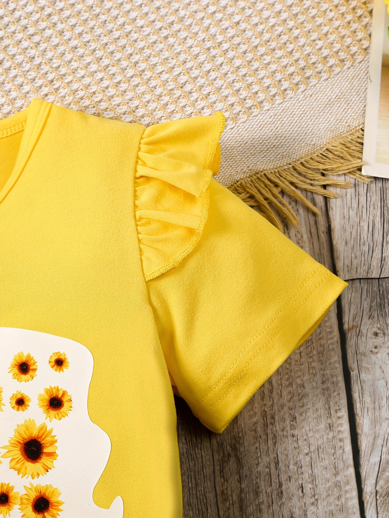 Lot de 3 pantalons fille avec imprimés lettres et fleurs, bordure volantée et accessoires ceinture

